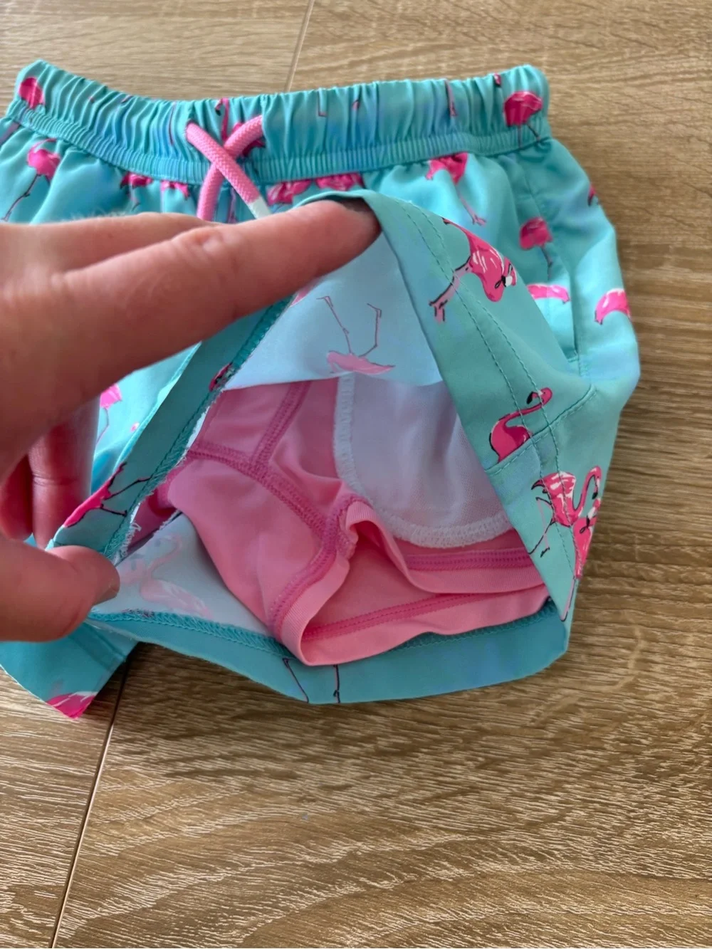 Maamgic boys pink flamingo swim trunks size 3T
